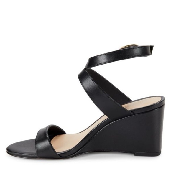 NEW! STUART WEITZMAN Black Avenue Leather Wedge Sandals - Size 10US/EU40.5 - Picture 2 of 13
